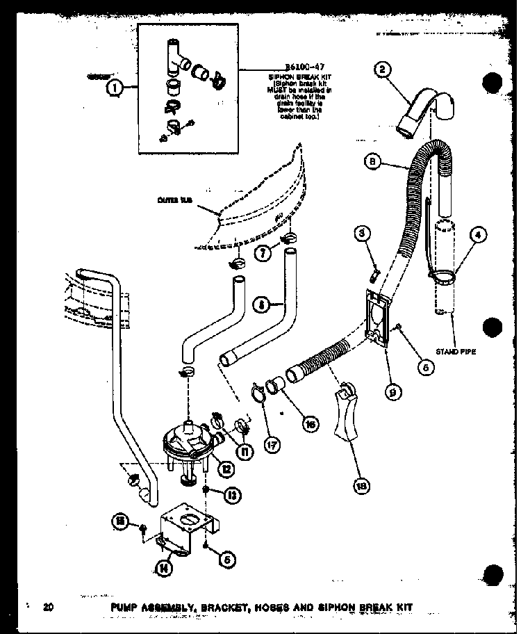 Pump Assembly Diagram and Parts List for TAA300 P75751-14W Amana Washer