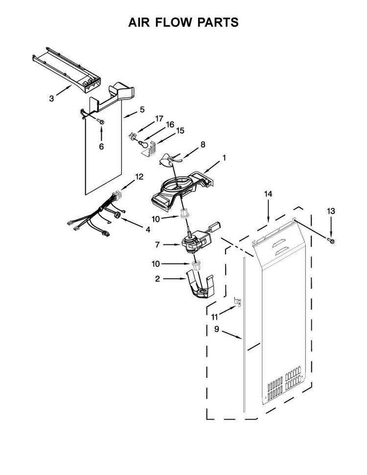 Air Flow Parts Diagram and Parts List for MSS26C6MFB00  Maytag Refrigerator