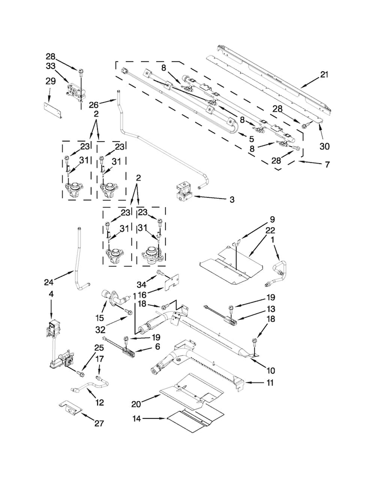 Manifold Parts Diagram and Parts List for MGT8655XW03  Maytag Range