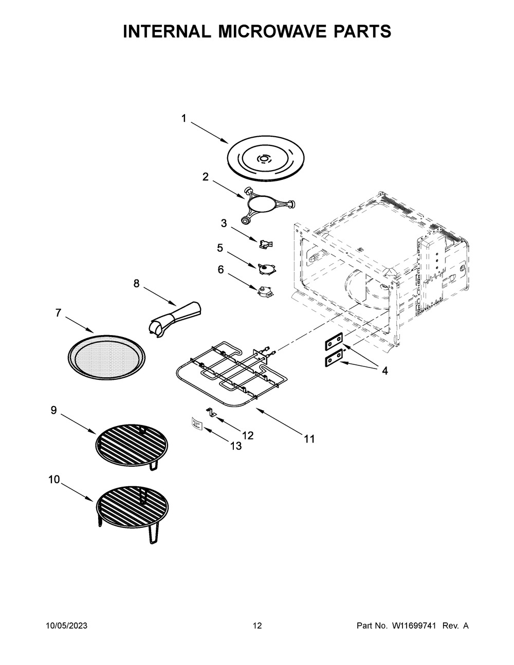Internal Microwave Parts Diagram and Parts List for JMW3430LM03  Jenn-Air Microwave Oven Combo