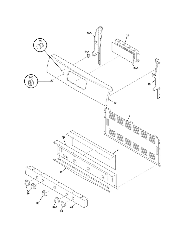 Backguard Diagram and Parts List for CRG3490LSE  Crosley Range