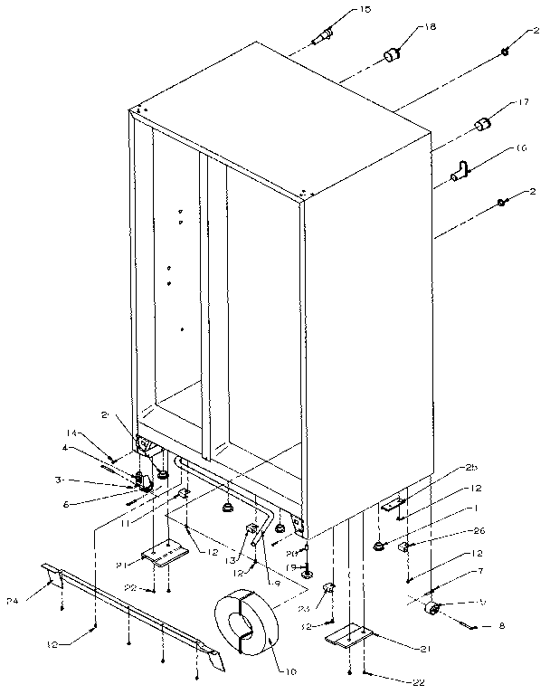 Cabinet Hardware Diagram and Parts List for SXDE27NP-P1162204W  Amana Refrigerator