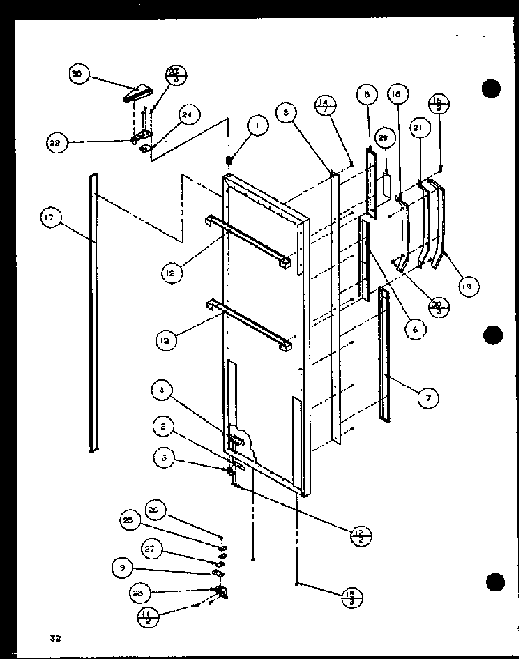 Section 1 Diagram and Parts List for SL22JB-P1116006W  Amana Refrigerator