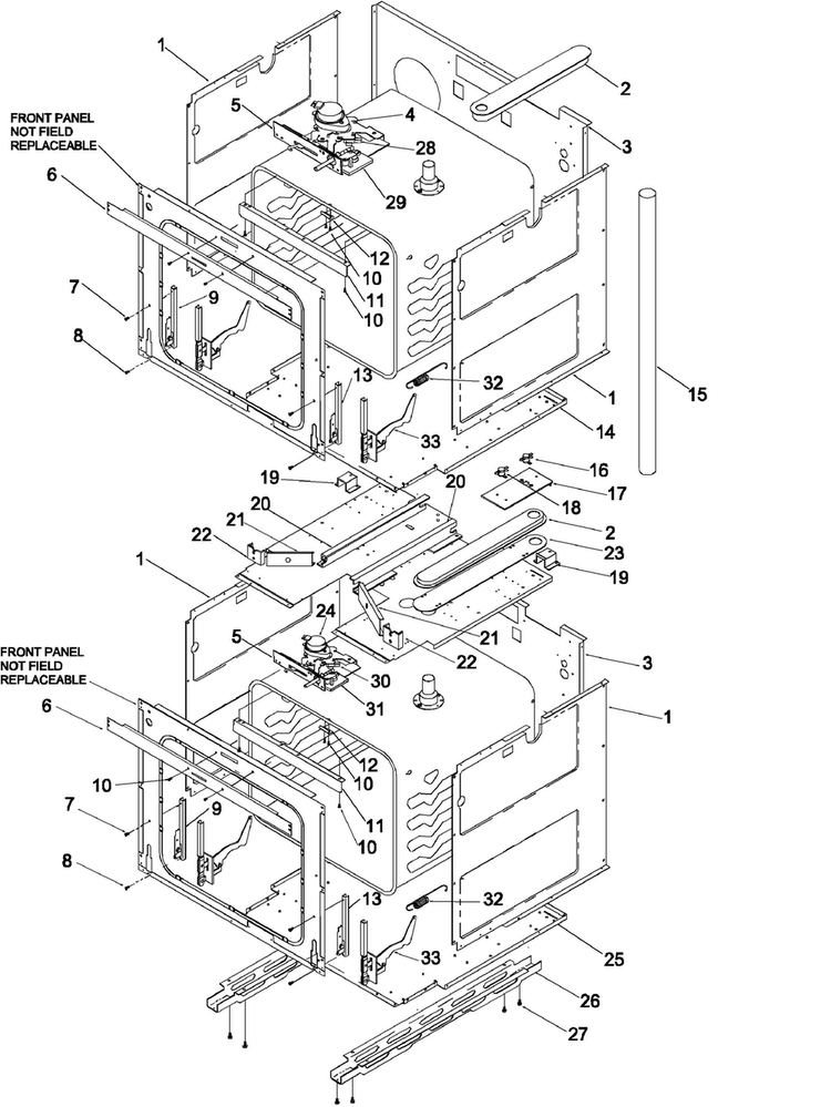 Main Front Diagram and Parts List for AOCD2770WW-P113237NWW  Amana Wall Oven