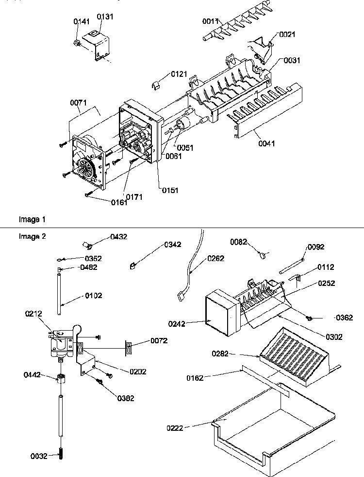Ice Maker And Add On Ice Maker Kit Diagram and Parts List for SR20TW-P1190102WW  Amana Refrigerator