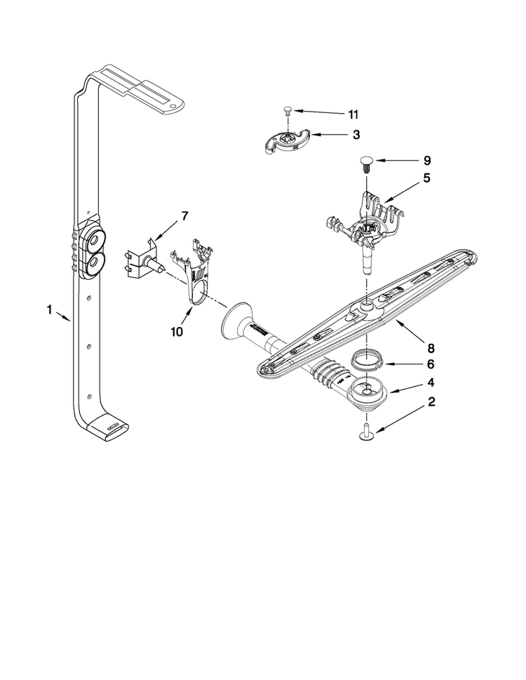 Upper Wash And Rinse Parts Diagram and Parts List for MDB4709AWB4  Maytag Dishwasher