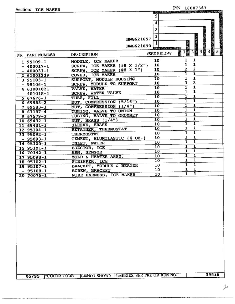 Ice Maker Page 2 Diagram and Parts List for HMG621657  Admiral Refrigerator