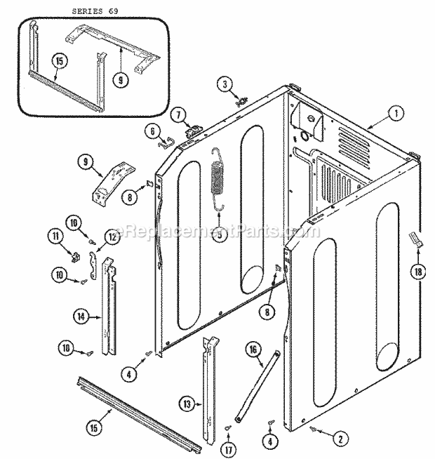 CABINET - FRONT Diagram and Parts List for MAH5500BWW  Maytag Washer