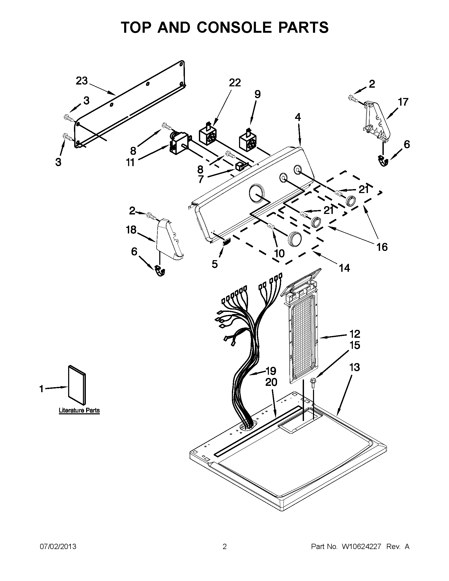 01 - TOP AND CONSOLE PARTS Diagram and Parts List for YMEDC300BW0  Maytag Dryer