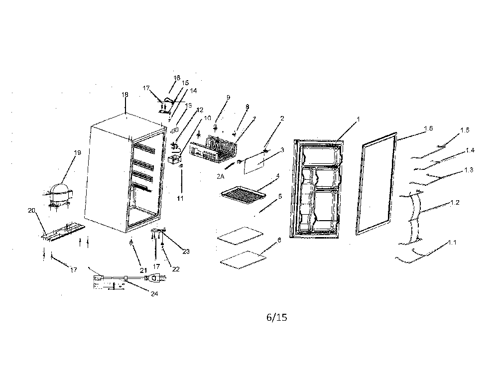 Refrigerator Diagram and Parts List for 25599783110  Kenmore Refrigerator