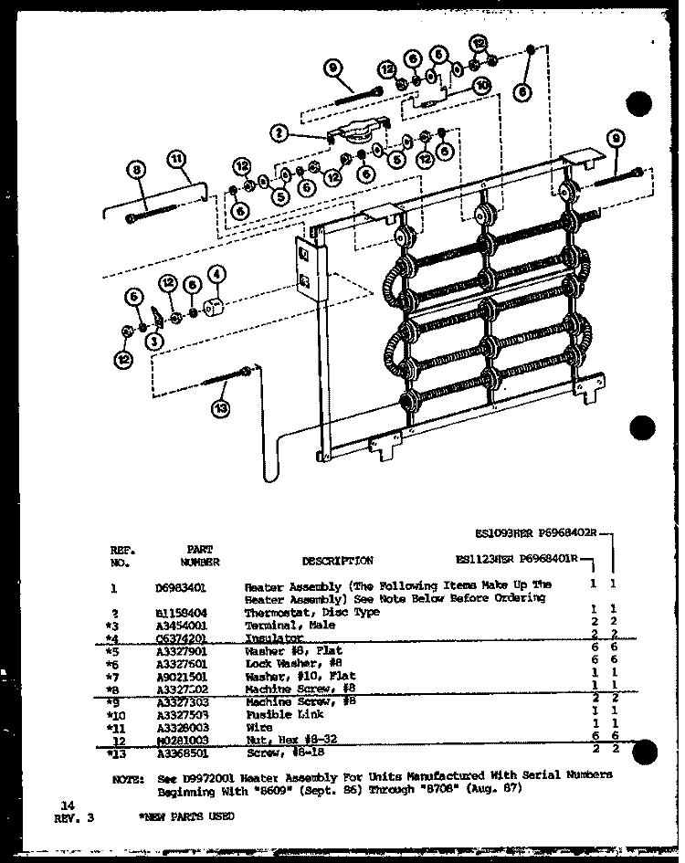 Page 6 Diagram and Parts List for ES1093HER P6968402R Maytag Air Conditioner