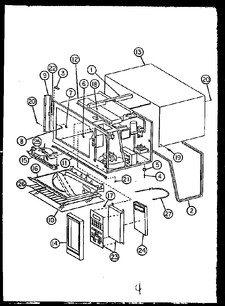 Antenna/keyboard Assembly Diagram and Parts List for MPS229-10 MN01 Caloric Microwave