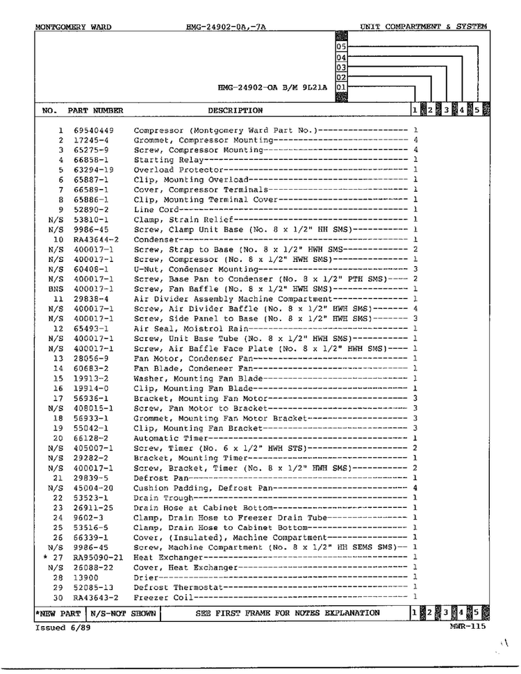 Unit Compartment And System Page 2 Diagram and Parts List for 24902A  Admiral Refrigerator