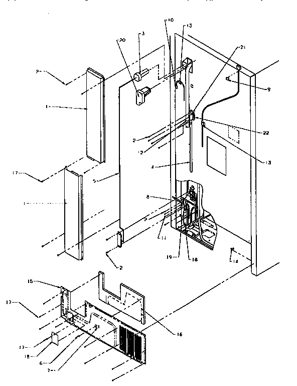 Cabinet Back Diagram and Parts List for TV18S3W-P1194901W  Amana Refrigerator