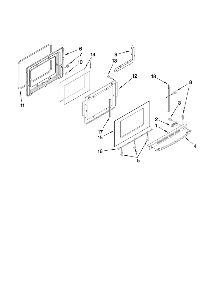 Door Parts Diagram and Parts List for MGS5775BDW19  Maytag Range