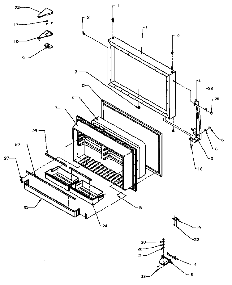 Freezer Door Assembly Diagram and Parts List for TX25R4E-P1175402WE  Amana Refrigerator