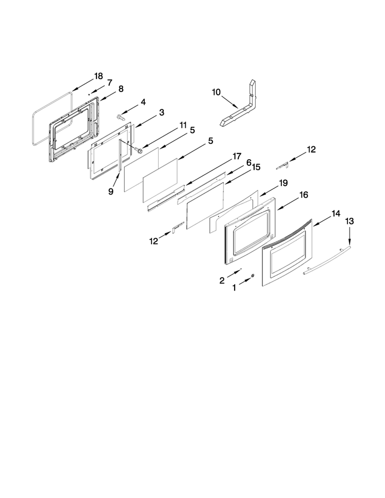 Door Parts Diagram and Parts List for JES9900BCS21  Jenn-Air Range