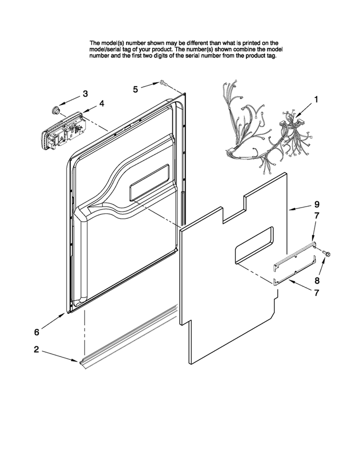 Door And Latch Parts Diagram and Parts List for JDB2150AWP1  Jenn-Air Dishwasher