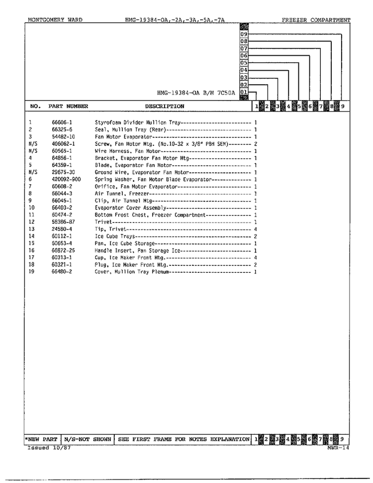 Freezer Compartment Page 2 Diagram and Parts List for 19384A  Admiral Refrigerator