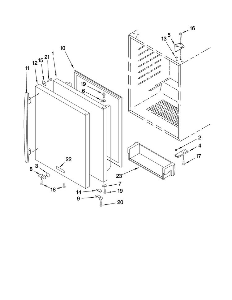 Door Parts Diagram and Parts List for JUR248RWES00  Jenn-Air Refrigerator
