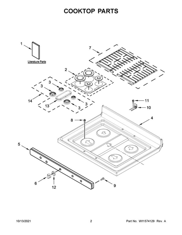Cooktop Parts Diagram and Parts List for MGR6600FB3  Maytag Range