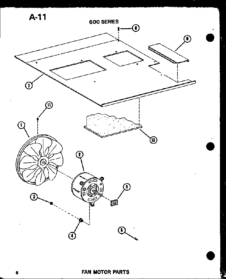 Fan Motor Parts Diagram and Parts List for 624-3HL P67119-27R Amana Air Conditioner