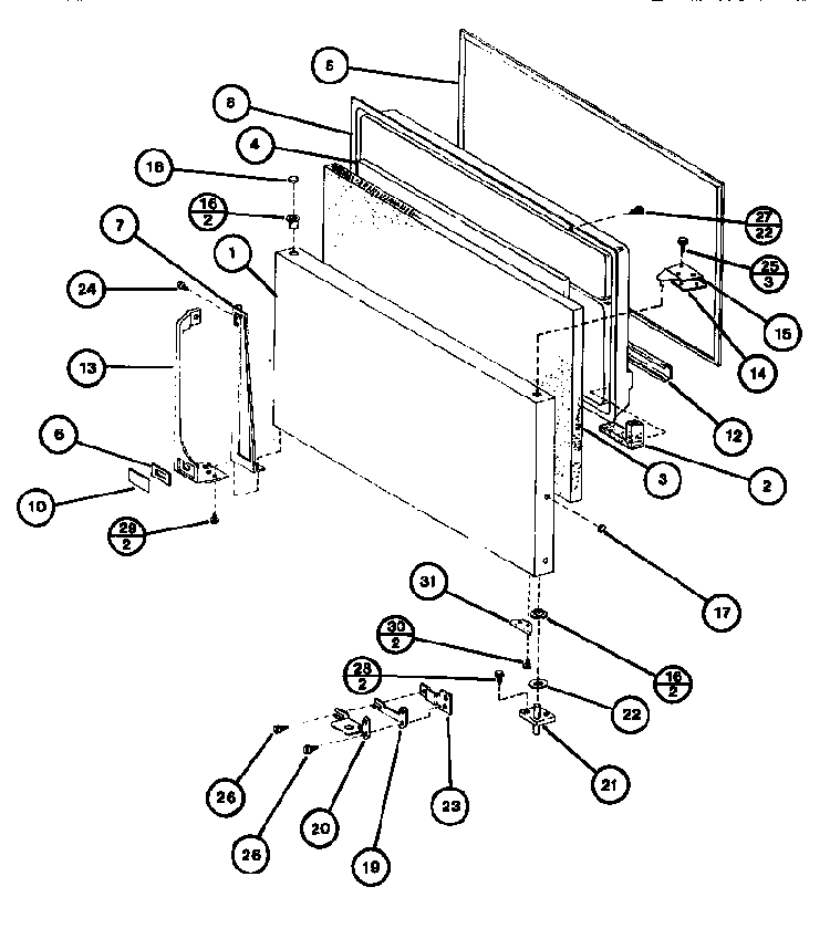 Freezer Door Diagram and Parts List for TL18G-P75535-10W  Amana Refrigerator