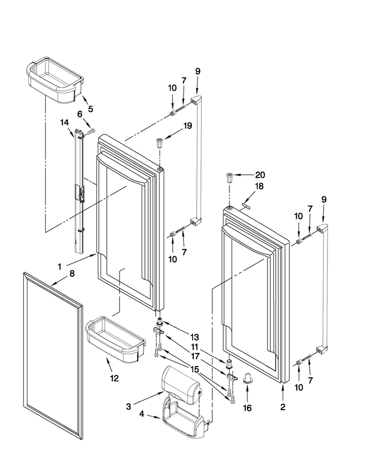 Refrigerator Door Parts Diagram and Parts List for JFC2089WEM4  Jenn-Air Refrigerator