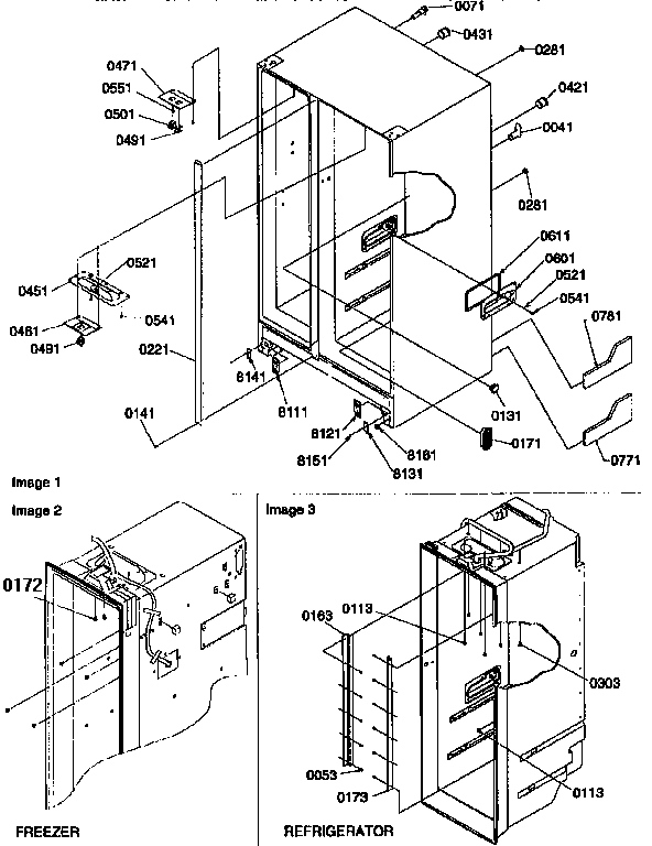 Cabinet Diagram and Parts List for 57082-P1190812WW  Amana Refrigerator