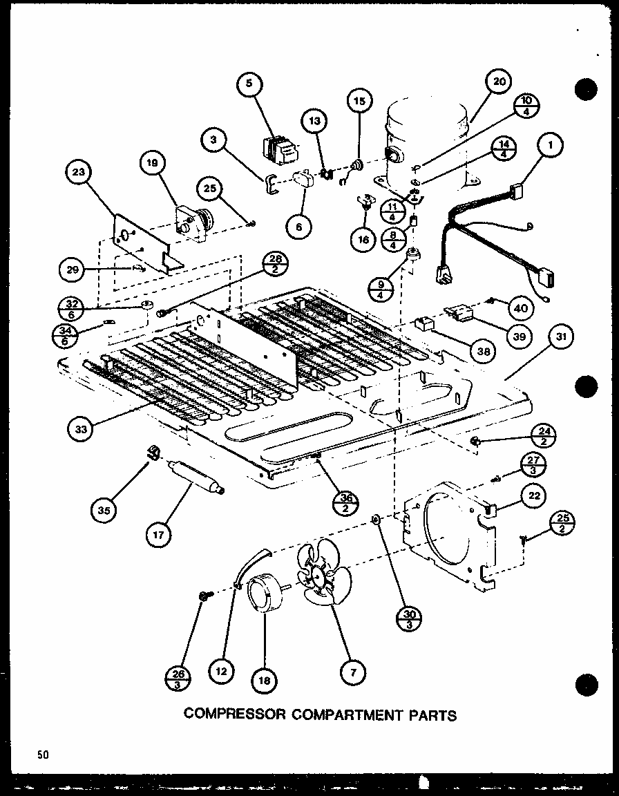 Compressor Compartment Parts (tm20h/p7711011w) (tm20h/p7711012w) (tr20h/p7711013w) (tr20h/p7711014w) (tc20h/p7711015w) (tc20h/p7711016w) Diagram and Parts List for TM18H-P7711005W  Amana Refrigerator
