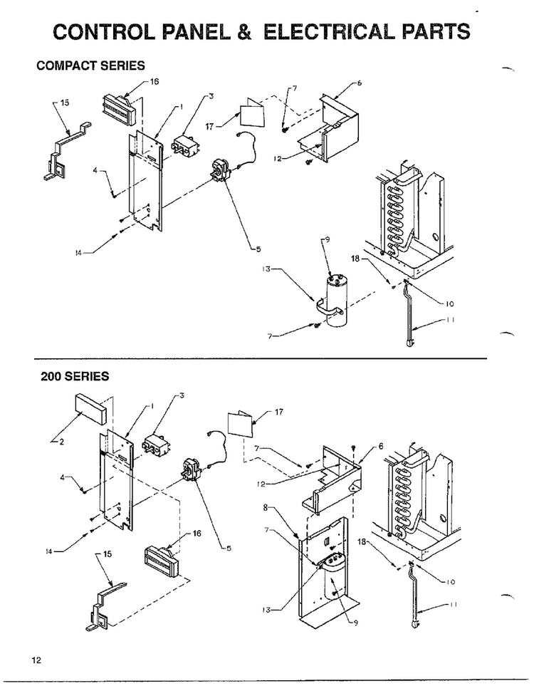 Control Panel And Electrical Parts Diagram and Parts List for 5792  Amana Air Conditioner