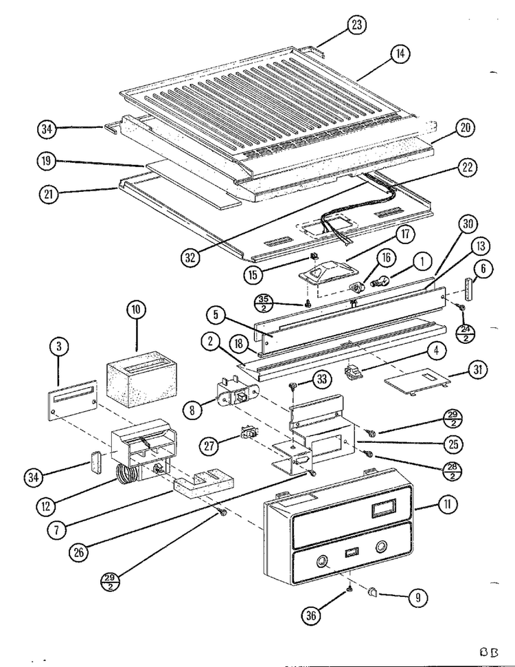 Top Mount Page 19 Diagram and Parts List for TC22N-P116205W  Amana Refrigerator
