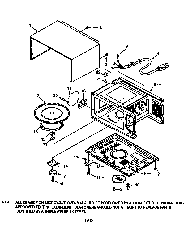 Cabinet Diagram and Parts List for 56566201692  Kenmore Microwave