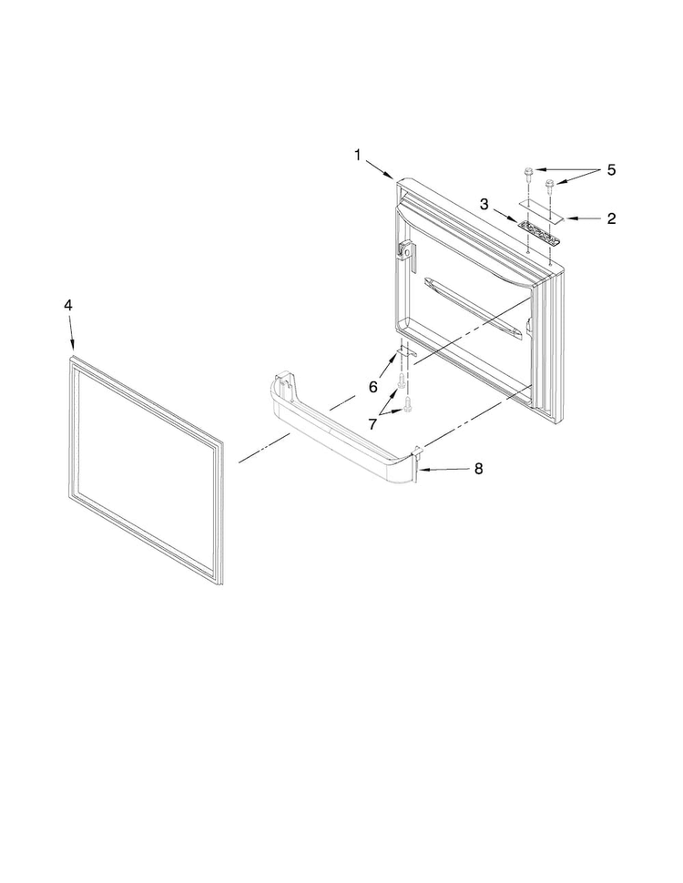 Freezer Door Parts Diagram and Parts List for ABB192ZWEW1  Amana Refrigerator