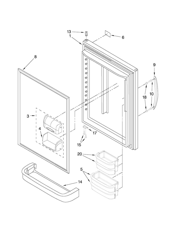 Refrigerator Door Parts Diagram and Parts List for ABR192ZFES5  Amana Refrigerator