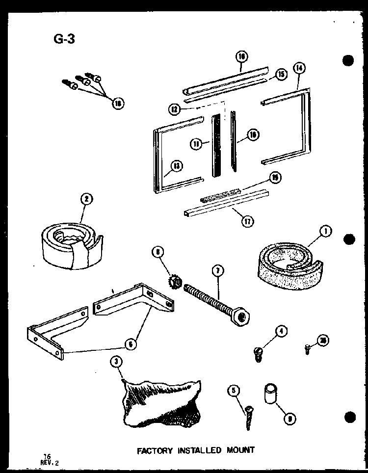 Factory Installed Mount Diagram and Parts List for ES218-3HEL P67535-9R Amana Air Conditioner