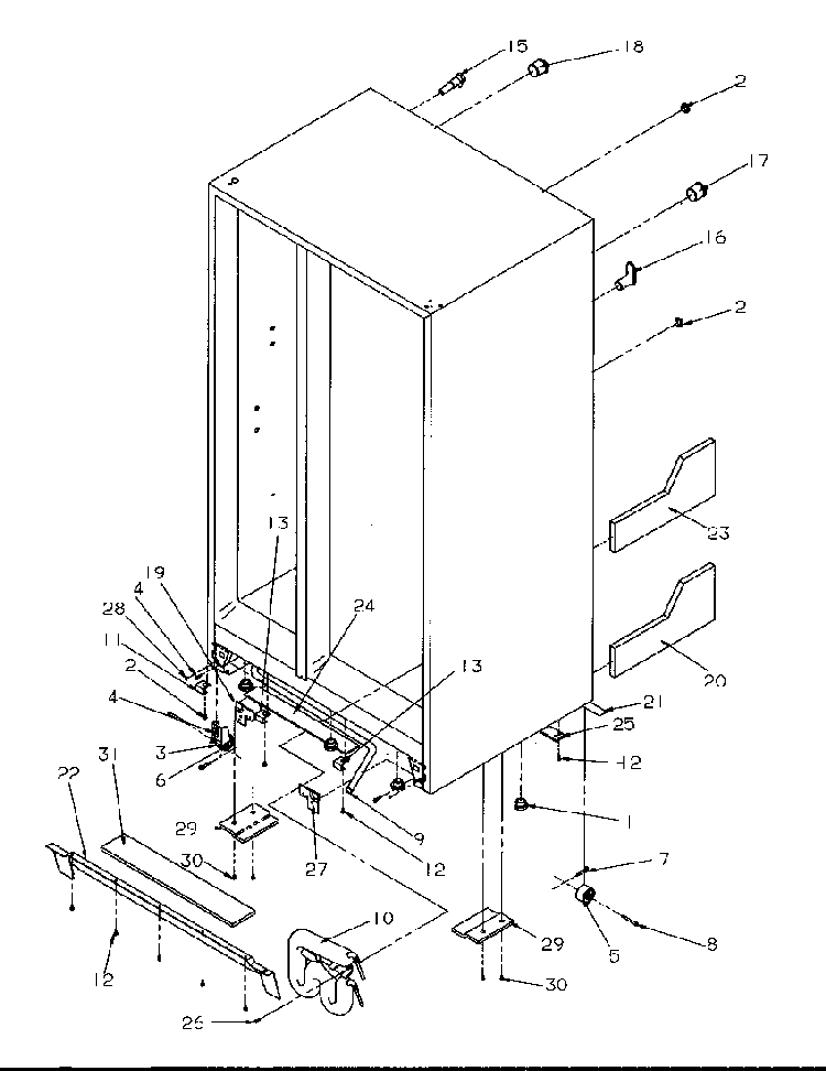 Drain And Rollers Diagram and Parts List for SRD325S5W-P1199401WW  Amana Refrigerator