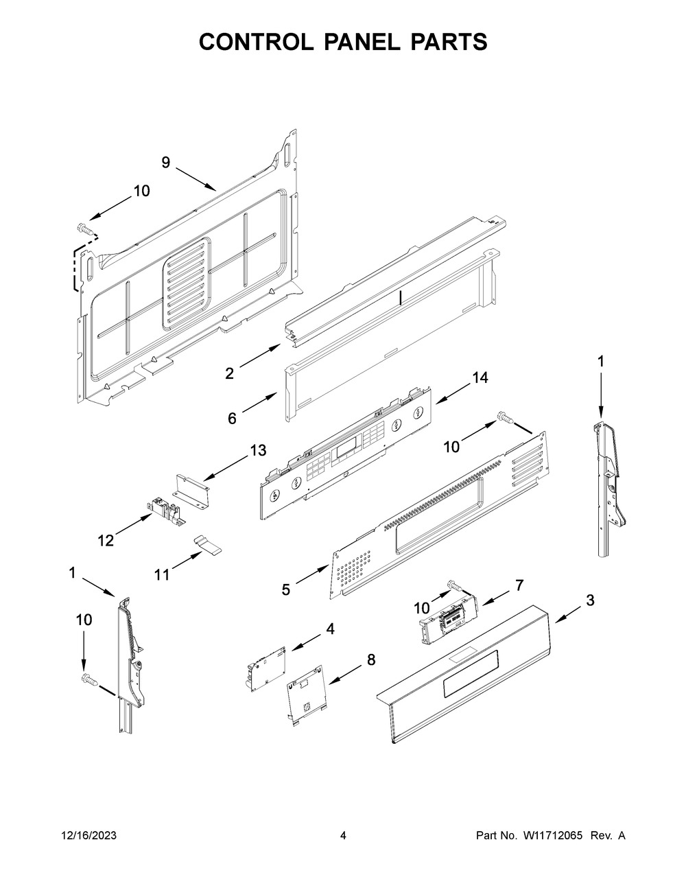 Control Panel Parts Diagram and Parts List for MGR8800FZ6  Maytag Range