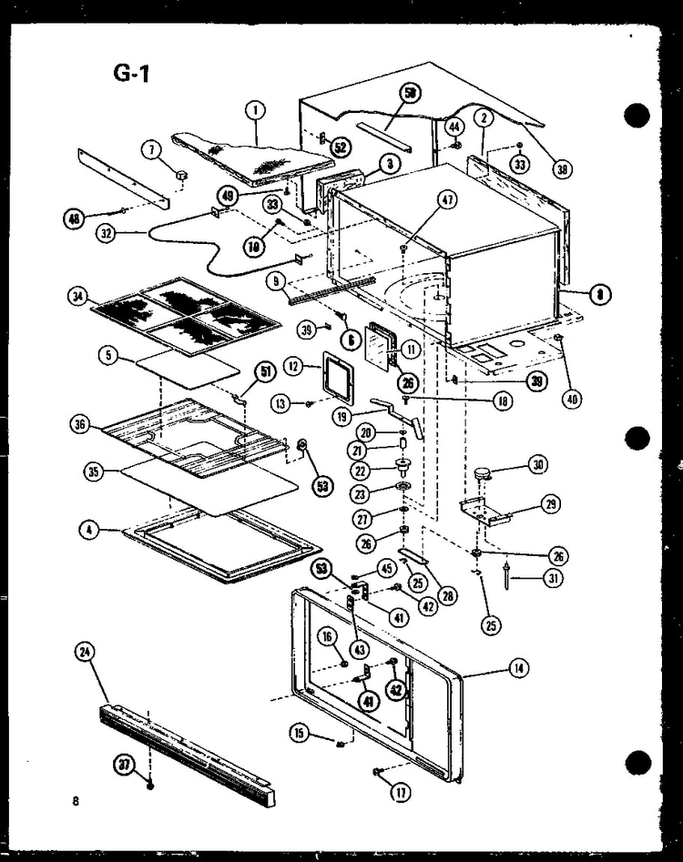 Cabinet Parts Diagram and Parts List for RMC-20B P74130-8M Amana Microwave