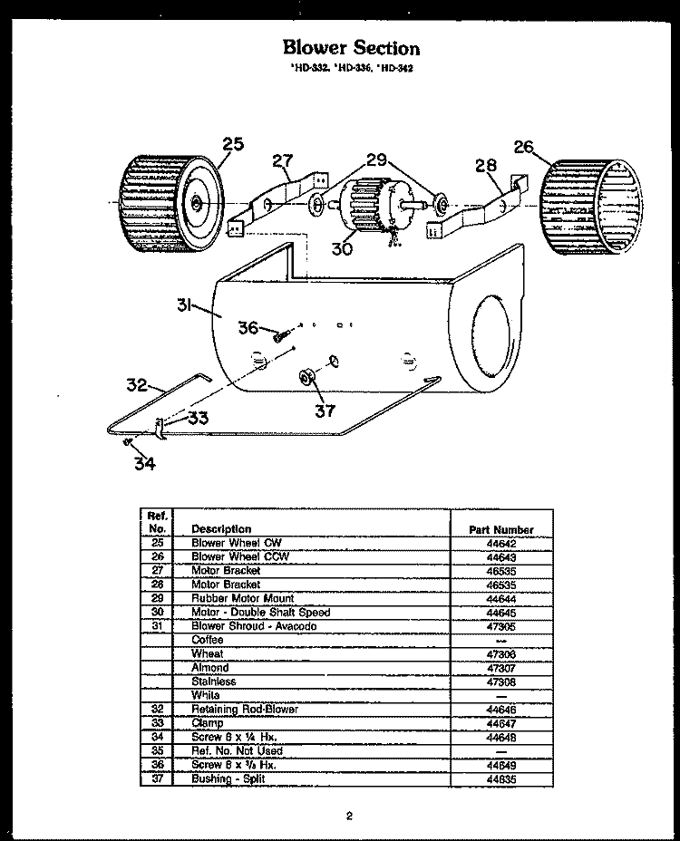 Page 1 Diagram and Parts List for HD-336  Amana Microwave