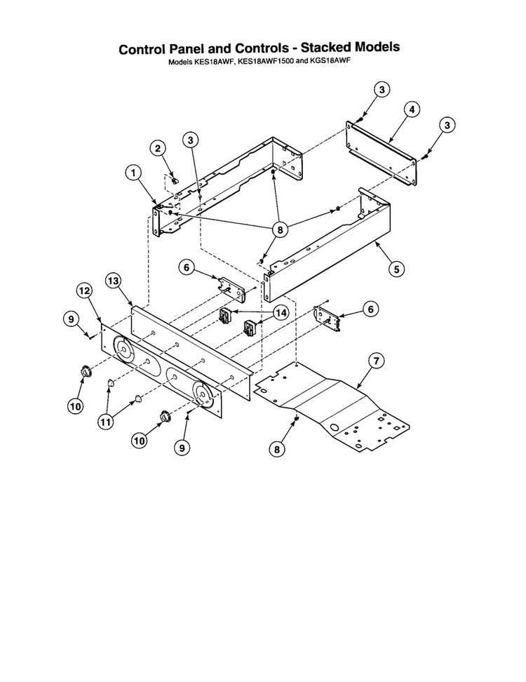 Control Panel-stacked Models Diagram and Parts List for AGS20AWF  Speed Queen Dryer
