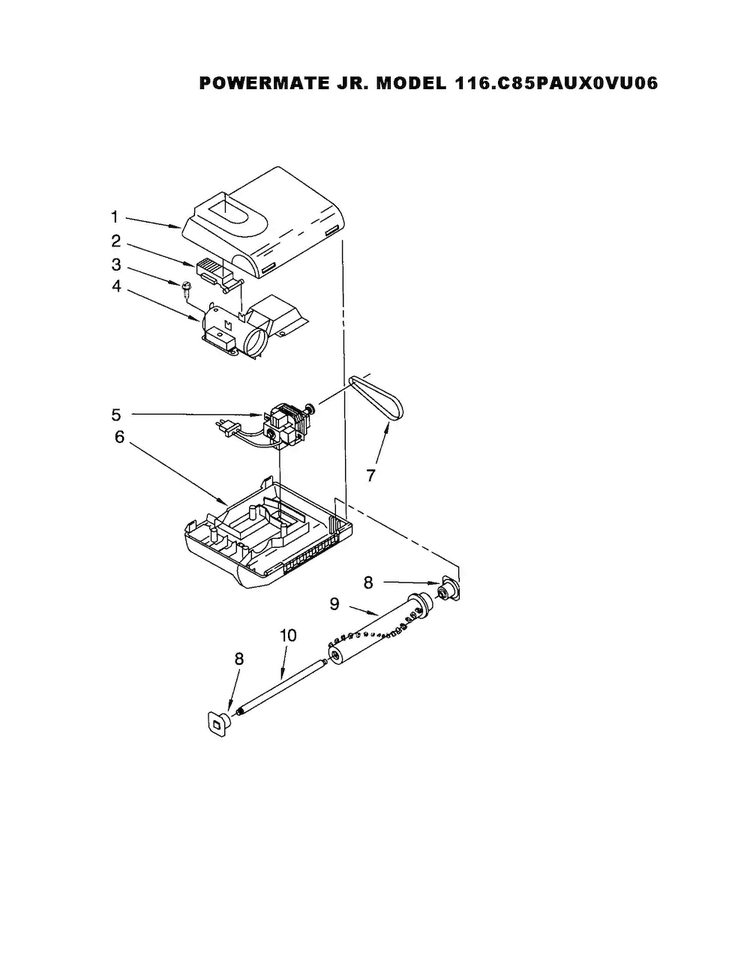Power-mate Diagram and Parts List for 11621513000  Kenmore Canister Vacuum