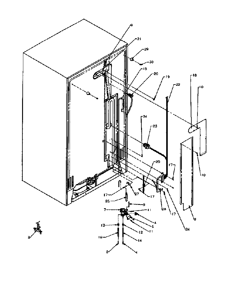 Cabinet Back Diagram and Parts List for 2599CIWEA-P1170601WL  Amana Refrigerator