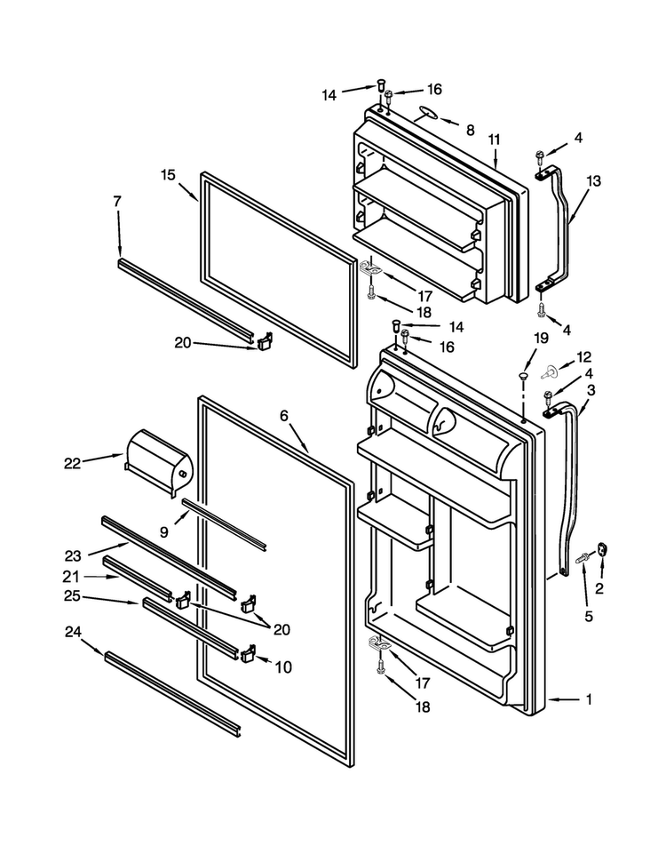 Door Parts Diagram and Parts List for M8TXEGFBW01  Maytag Refrigerator