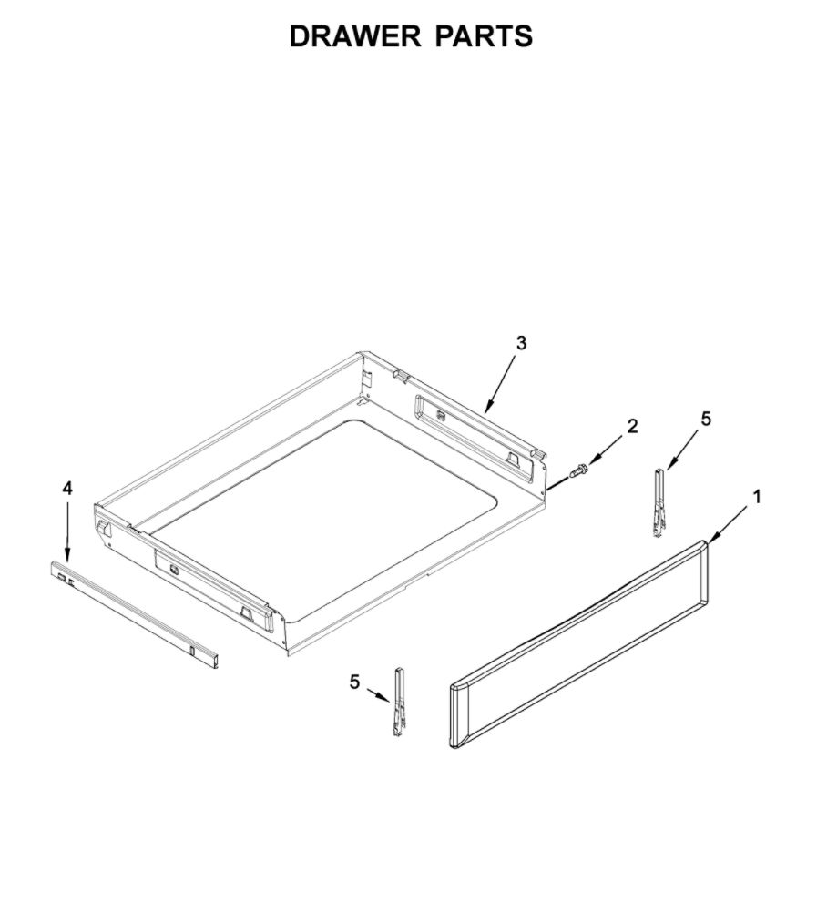 Drawer Parts Diagram and Parts List for YMER8800FB1  Maytag Range