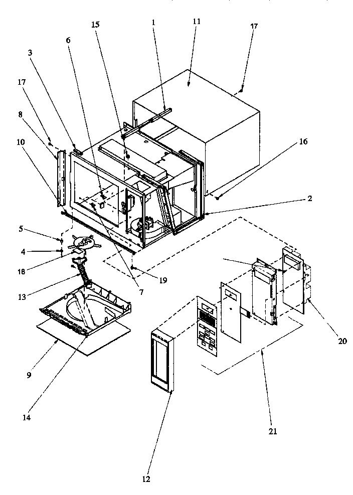 Chassis Assembly & Control Panel Diagram and Parts List for MM659E-P1177103MZ  Amana Microwave