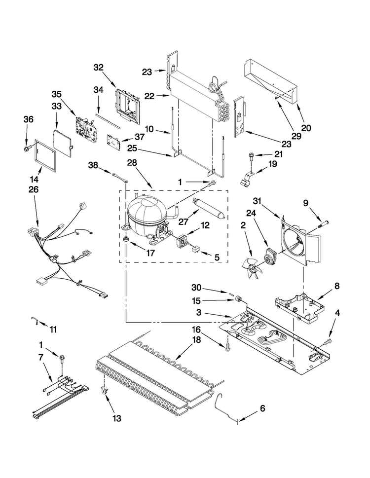 Unit Parts Diagram and Parts List for JFC2290VTB4  Jenn-Air Refrigerator