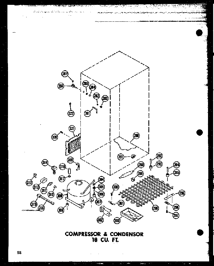 Compressor & Condensor 18 Cu. Ft. Diagram and Parts List for T16J-P60178-1W  Amana Refrigerator