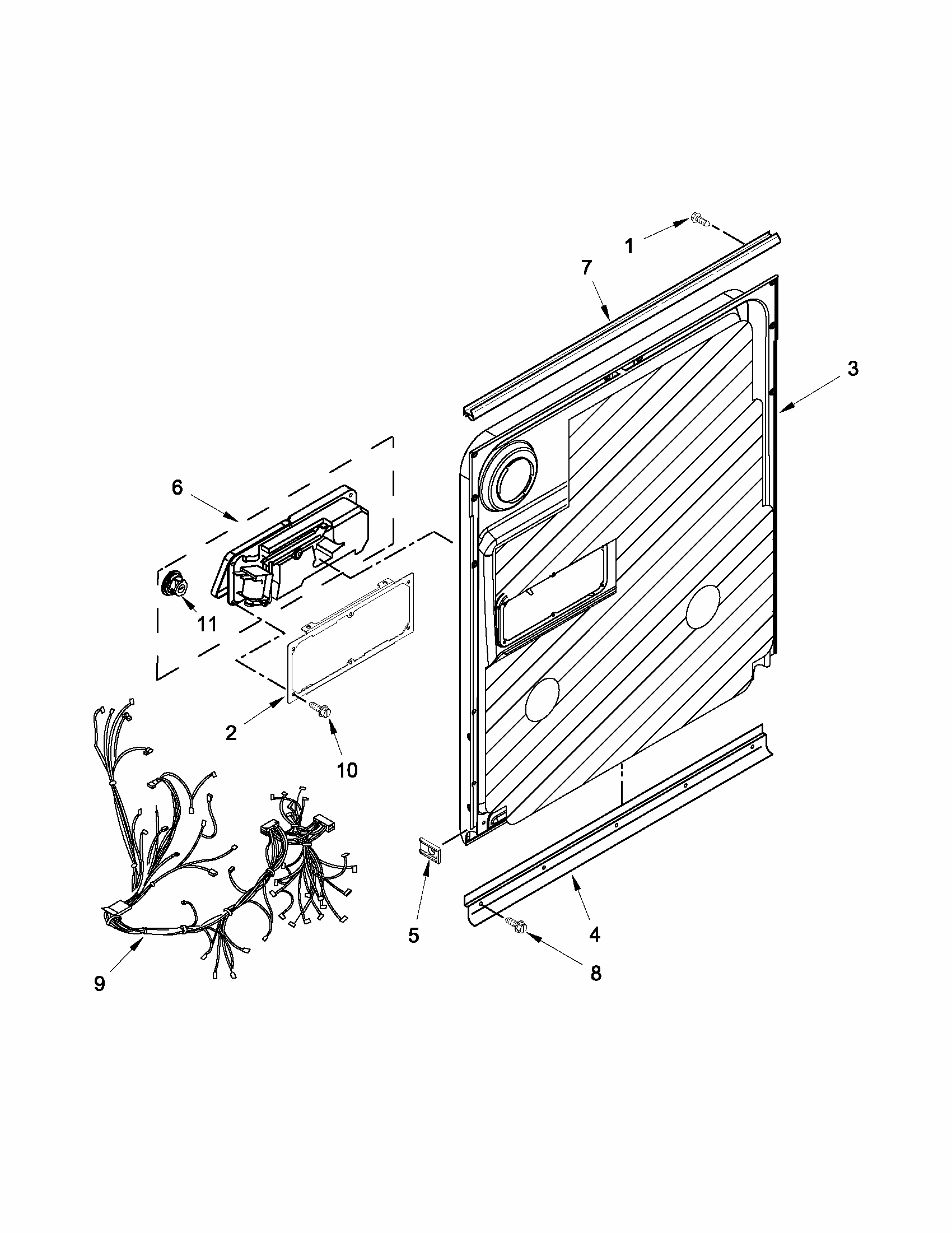 Inner Door Parts Diagram and Parts List for MDB7759SAS2  Maytag Dishwasher