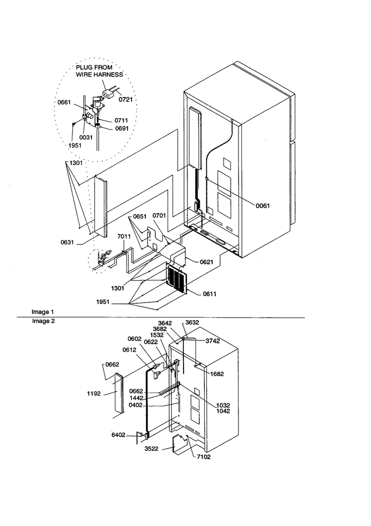 Cabinet Back Diagram and Parts List for TS122VE-P1306602WE  Amana Refrigerator